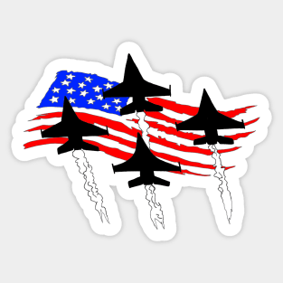 F16 Falcons flying over Flag Sticker